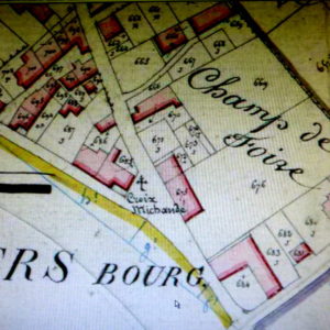 Carte du village indiquant l'emplacement de la Tonnellerie au 19ème siècle