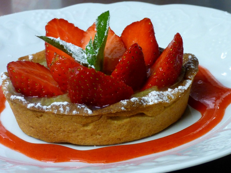 tartelette aux fraises mara des bois de l'hotel la Tonnellerie près du chateau de Chambord